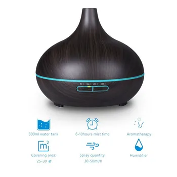 300ml Air Humidifier Essential Oil Ultrasonic Aroma Cool Mist Lamp Diffuser for Home Office Bedroom Baby Room Study Yoga Spa
