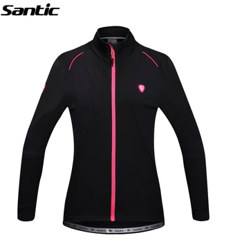 SANTIC Bicycle Women's Riding Jacket-Muse Bike Autumn Winter Essential Cycling Long Jersey UV Protection Fleece Thermal Black