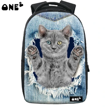 ONE2 New design beautiful Denim fashion colors teenagers polyester backpack high school students custom backpacks all printing