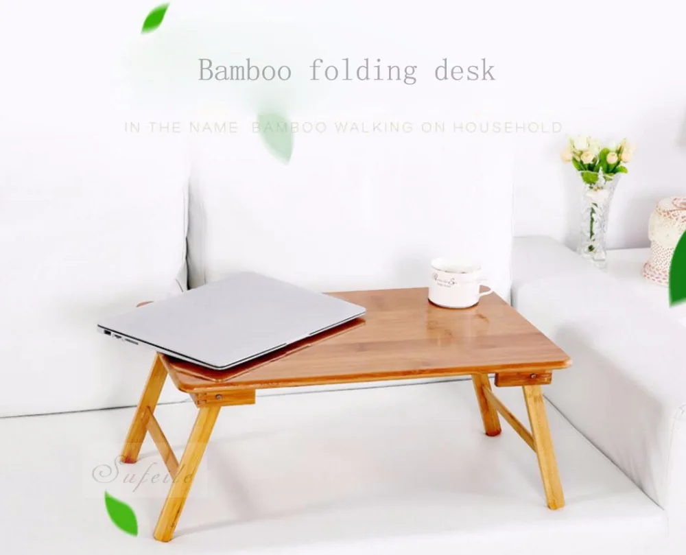 SUFEILE Folding Laptop Table Sofa Bed desk Office Stand Table Bamboo Portable folding Computer Desk D15