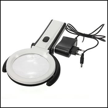 Foldable 2.5X 8X Table Desk Magnifier Magnifying Glass Lens with 10 LED Light + EU Plug