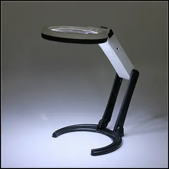 Foldable 2.5X 8X Table Desk Magnifier Magnifying Glass Lens with 10 LED Light + EU Plug