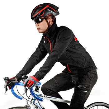 ROCKBROS Windproof Anti-sweat ciclismo Rainproof Riding Bike Jacket Man Cycling Jersey Winter Fleece Thermal Warm Bicycle Jersey