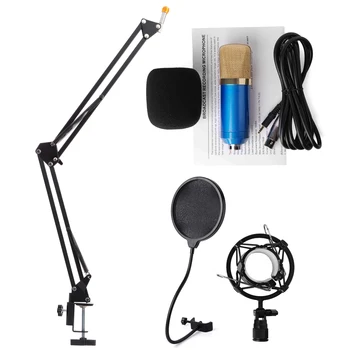 Audio Sound Recording Condenser Studio Microphone BM700 Kit+ Mic Wind Screen Pop Filter + Fold Stand Holder for Singing TH137