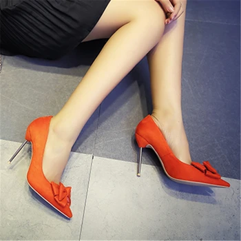 Aidocrystal Size 35-42 Women Pumps Sexy High Heels Pointed Toe Party Shoes Woman Wedding Thin Heel Office Pumps with Bowknot