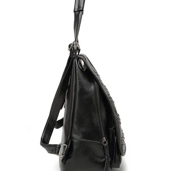 2017 New Casual Women Backpack Girls PU Leather School Backpacks for Teenage Women Small Travel Bag Black Back