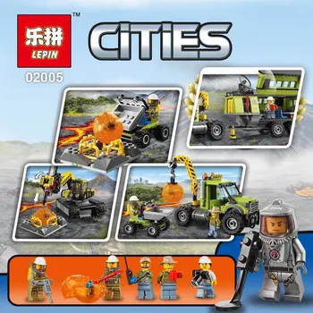 Lepin 02005 889Pcs New City Series The Volcano Exploration Base Set Children Educational Building Blocks Brick Toys Model 60124