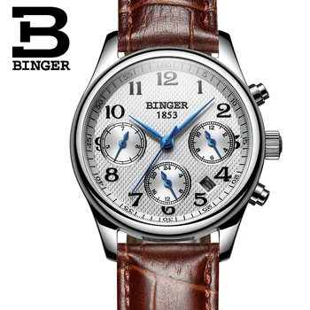 2017 Switzerland Women's watches luxury brand BINGER Ladies Steel dress sapphire Waterproof Mechanical clock B-603W-6