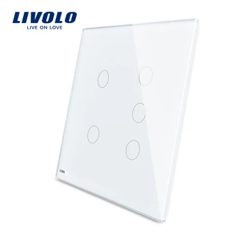 Livolo Luxury White Pearl Crystal Glass, US standard, 2Gang &3Gang Glass Panel, VL-C5-C2/C3-11
