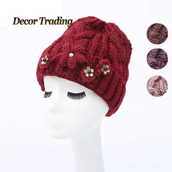 NEW 2016 Women Winter Knitted Beanies Women's Velvet Hats Warm Lady's Caps Woman's Headwear Hat For Female