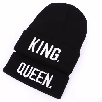 KING QUEEN Beanies Cap Brand Embroidery Warm Winter Hat Knitted Cap Hip Hop Men Women Lovers Hats Street Dance Bonnet Skullies