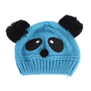 Toddlers Baby Kids Cartoon Panda Ball Knitted Crochet Beanie Cap Winter Hat Hot Selling