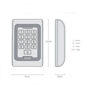 Newest Waterproof metal shell outdoor access control , USE password + RFID,125KHZor 13.56MHZ DC12 -24 v +10 pcs cards
