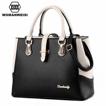 Famous Designer Brand Women Bags Leather Handbags Fashion Double Color Female Messenger Shoulder Over Bag Cross-Body bolsos 2017