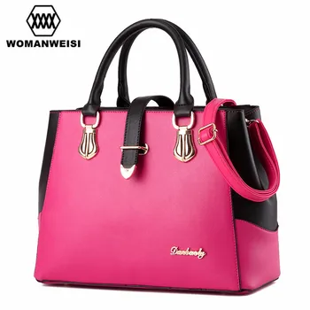 Famous Designer Brand Women Bags Leather Handbags Fashion Double Color Female Messenger Shoulder Over Bag Cross-Body bolsos 2017