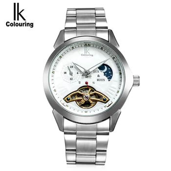 IK Luxury Fashion Montre Homme Men's Moon Phase Automatic Tourbillion Mechanical Watch Wristwatch