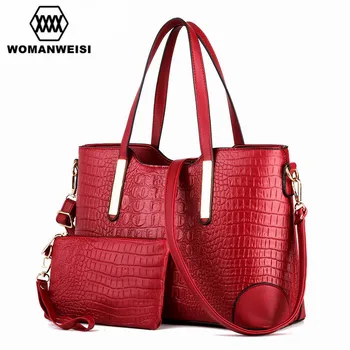 Quality Crocodile Grain Leather Women Cross-Body Bag Famous Brands Female Purses And Handbag Set Messenger Bags For Girl Kabelky