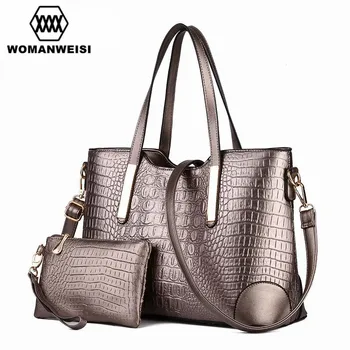 Quality Crocodile Grain Leather Women Cross-Body Bag Famous Brands Female Purses And Handbag Set Messenger Bags For Girl Kabelky