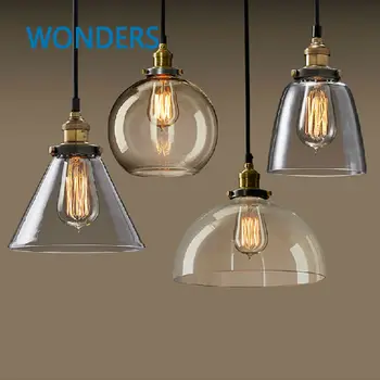 Vintage Clear Glass LOFT Pendant Light Copper Hanging Lamp E27 110/220V Light Bulbs For Home Decor Restaurant Luminarias Abajour