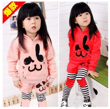 Children's clothing female child spring sports edition child set with a hood little girl spring and autumn girl set