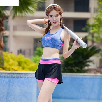 2016 Sexy Women Sports Bikini 3 colors tank top + Boxer Sportswear womens Two-Piece Suit Tracksuits for women Workout beachwear