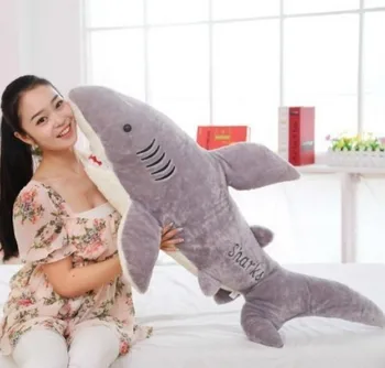 100cm big size shark plush toy The simulation plush toy of shark soft suffed toy factory supply Christmas gift