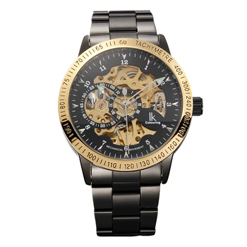 Brand IK Men's Sport Skeleton Automatic Mechanical Watches Steampunk Military Clock Relogio Masculino