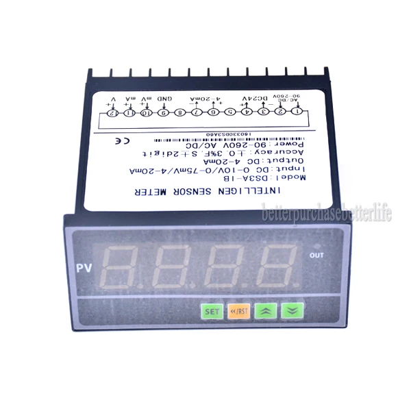 Intelligen Sensor Meter Pressure Transmitter Display Meter, 0-75mV/4-20mA/0-10V DC Input Sensor Display Meter