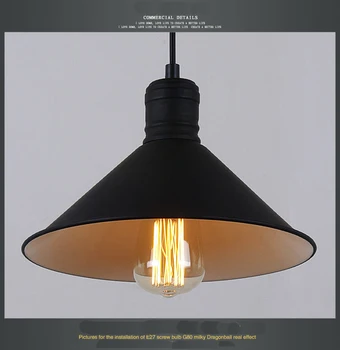Loft RH Industrial Warehouse Pendant Lights American Country Lamps Vintage Lighting for Restaurant/Bedroom Home Decoration Black