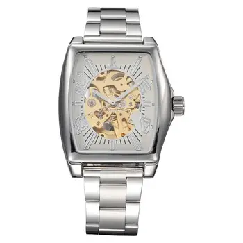 IK Luxury Square Stainless Steel Men automatic Mechanical Watch Skeleton Watch For Men's Dress Wristwatch