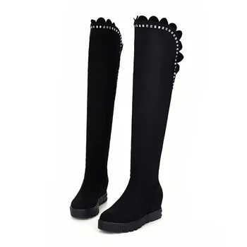 ENMAYER New women boots size 34-43 Arrival Women shoes Over the Knee boots platform Suede Rhinestone long boots sale