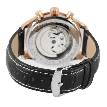 2017 Forsining Watch Men's Day/Week/Month AutoToubillion Mechanism Wristwatch Black Leather Strap Gift Box