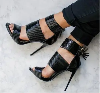 Rome Sexy Women Sandals 2017 Summer Gladiator Sandals Woman Ankle Strap High Heels Women Shoes Black Stiletto Heels