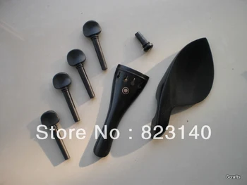 10 Sets EBONY Violin Fitting 4/4, Quality Violin parts with Tail piece, chin rest 4 pegs and end pin
