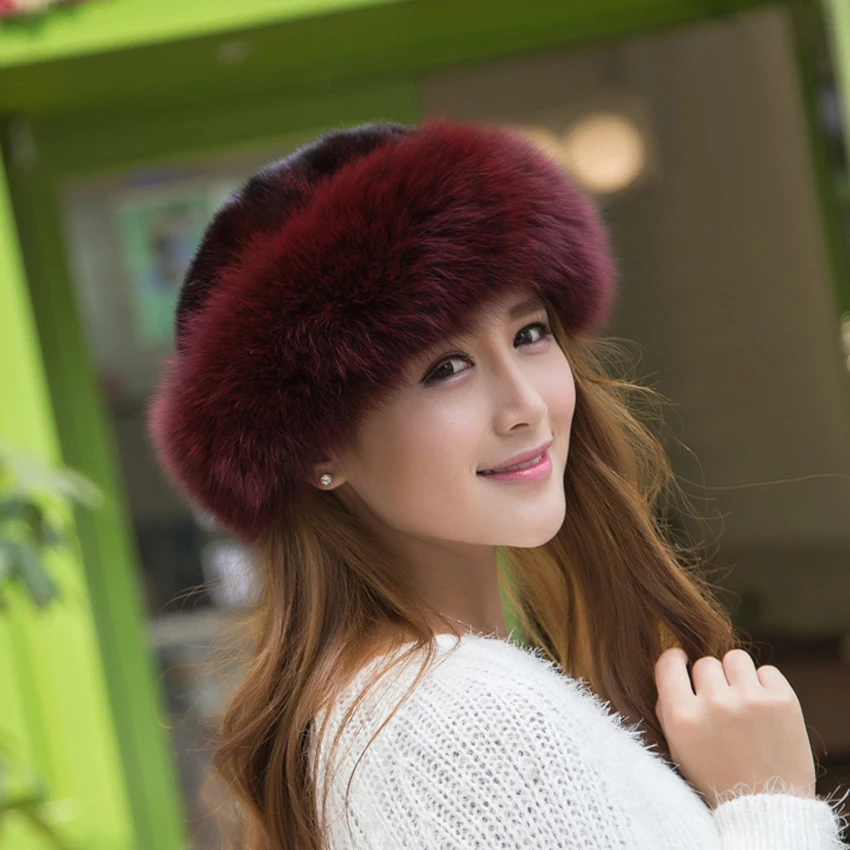 Winter models Dongkuan warm real fur hat mink fox fur hat Baotou