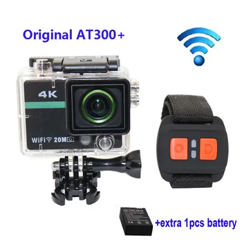 Original AT300 Plus Wifi 4K 15fps HD 1080P Sports Action Camera with RF Remote Control Helmet +Extra 1pcs battery