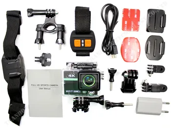 Original AT300 Plus Wifi 4K 15fps HD 1080P Sports Action Camera with RF Remote Control Helmet +Extra 1pcs battery