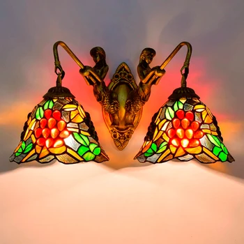 European classic Tiffany art glass wall lamp living room restaurant club bar aisle bedroom grape wall lamp