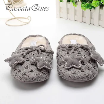 Cute Star Women Home Slippers For Indoor House Warm Winter Shoes Bedroom Soft Botttom Cartoon Animal Adult Flats Christmas Gift