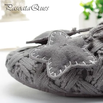 Cute Star Women Home Slippers For Indoor House Warm Winter Shoes Bedroom Soft Botttom Cartoon Animal Adult Flats Christmas Gift