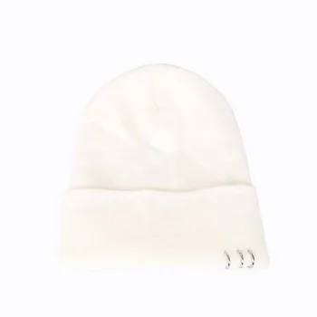 1 Pcs Korean New Ring Rivet Knitted Caps Autumn Winter Skullies Beanies Keep Warm Hats For Women And Men 2 Colors