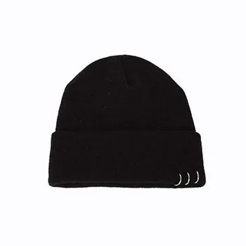 1 Pcs Korean New Ring Rivet Knitted Caps Autumn Winter Skullies Beanies Keep Warm Hats For Women And Men 2 Colors