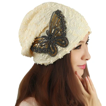 Hotsale 2017 Hot Winter Women's Butterfly Skullies Hats Female Crochet Warm Caps Soft Beanies Mujeres