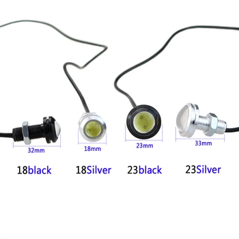 GEETANS 1pcs Daytime Running Lights Source Backup Reversing Parking Signal Lamp Waterproof 18-23mm black/sliver Led Eagle Eye DI