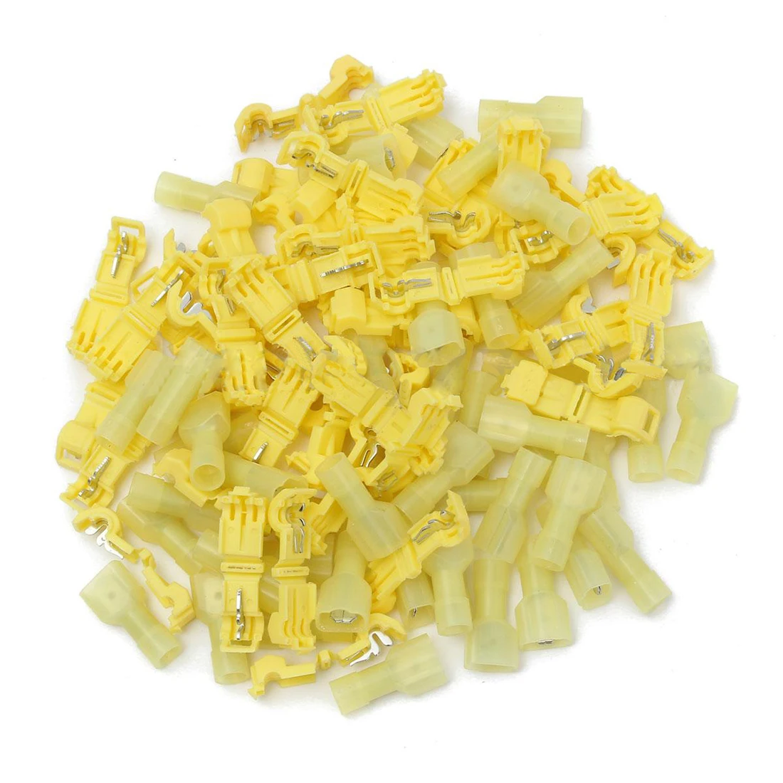 100x Lug Crimp Insulated Electrical Connector Male Female Spade Set, 12-10AWG(Yellow)