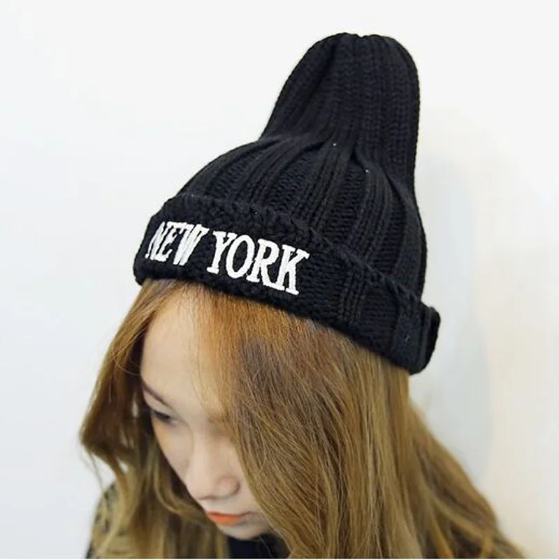 1 pcs New Winter Warm Knitted Cap Men And Women Fashion embroidery Letters NEWYORK Hat 5 Colors