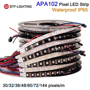1m/5m APA102 Smart led pixel strip, 30/32/36/48/60/72/144 leds/pixels/m ,IP30/IP65/IP67/IP68 DATA and CLOCK seperately DC5V