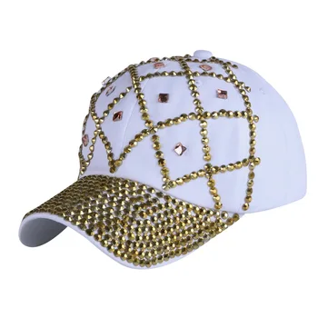New style gold color rhinestone net design spring summer women girl decorate hip hop snapback baseball cap hats