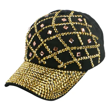 New style gold color rhinestone net design spring summer women girl decorate hip hop snapback baseball cap hats