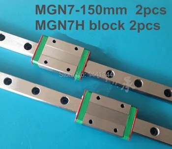 Kossel Pro Miniature 7mm linear slide :2pcs MGN7 - 150mm rail+2pcs MGN7H carriage for X Y Z axies 3d printer parts